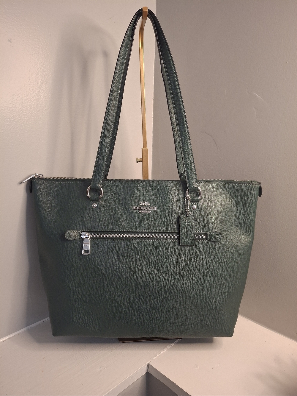 Coach Gallery Tote Bag Dark Green 79608 EUC